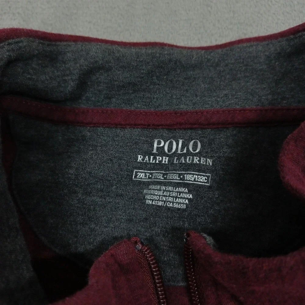 Polo‎ Ralph Lauren Sweater Mens 2XLT Red 1/4 Zip Pullover Preppy